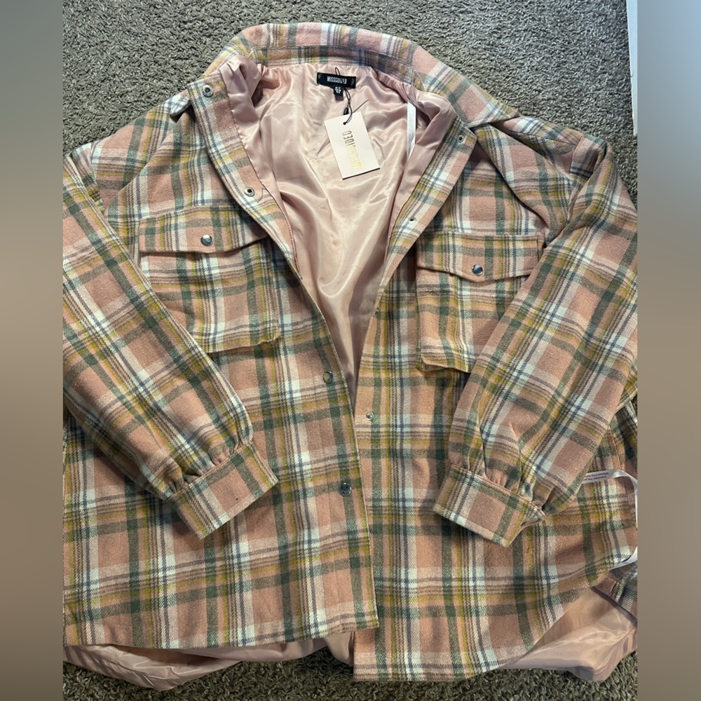 Missguided Oversized Plaid Jacket - size 8